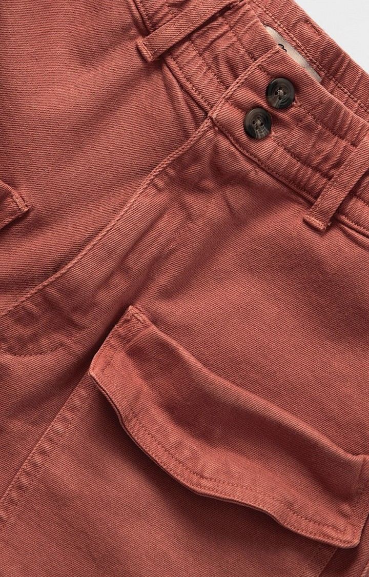 Women's  Rust red Cotton Solid Shorts