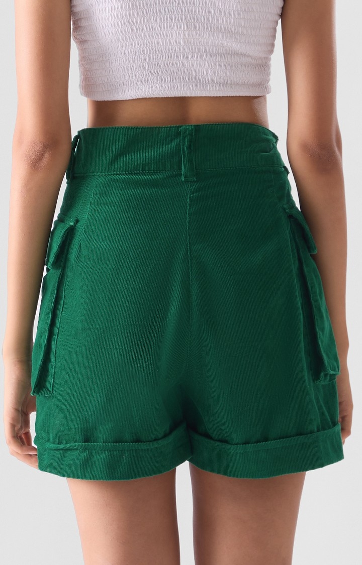 Women's  Original Corduroy shorts: Antique green High Waist Shorts
