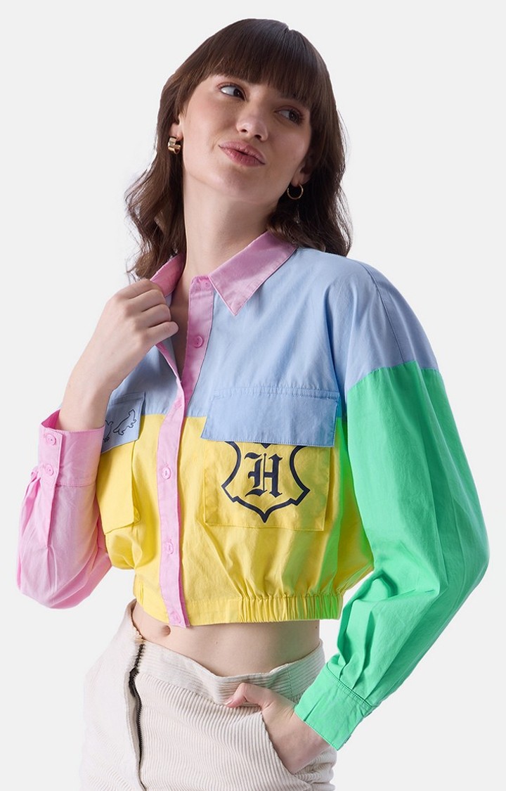 Women's Official Harry Potter Hogwarts Oversized Cropped Shirts