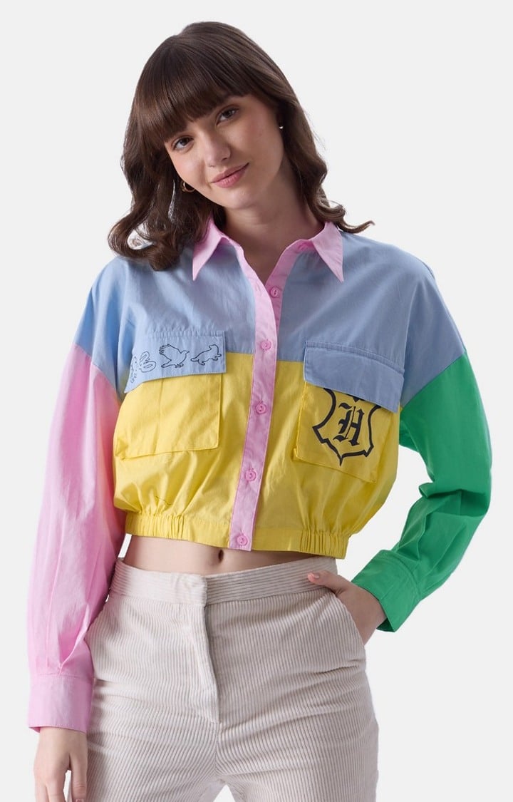 Women's Official Harry Potter Hogwarts Oversized Cropped Shirts