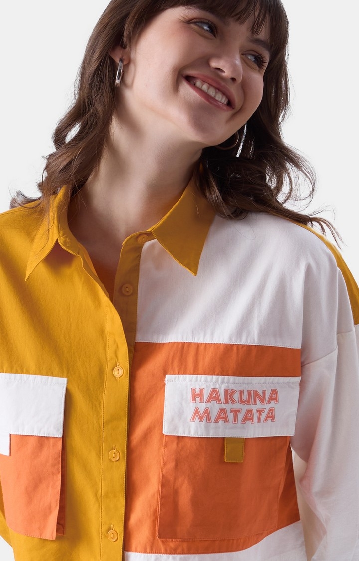 Women's Official The Lion King Hakuna Matata Oversized Cropped Shirts