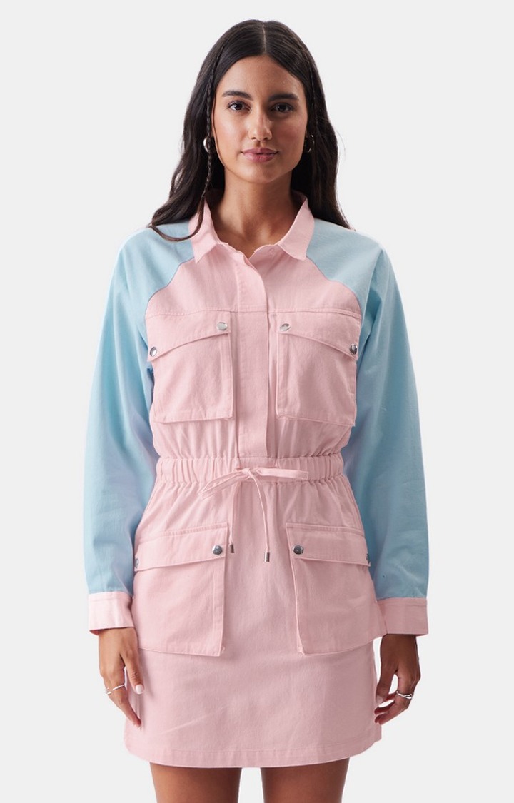 Women's Original Pink & Blue Shirt Dresses