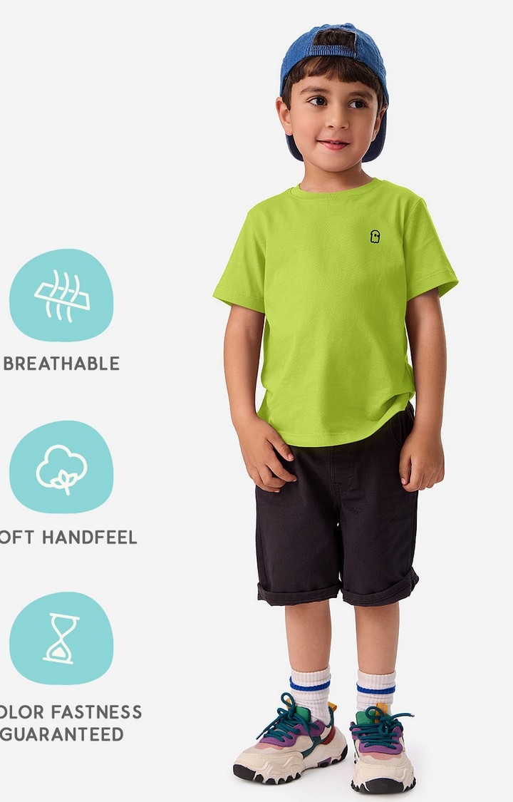 Boys Solids: Lime Green Boys Cotton T-Shirt