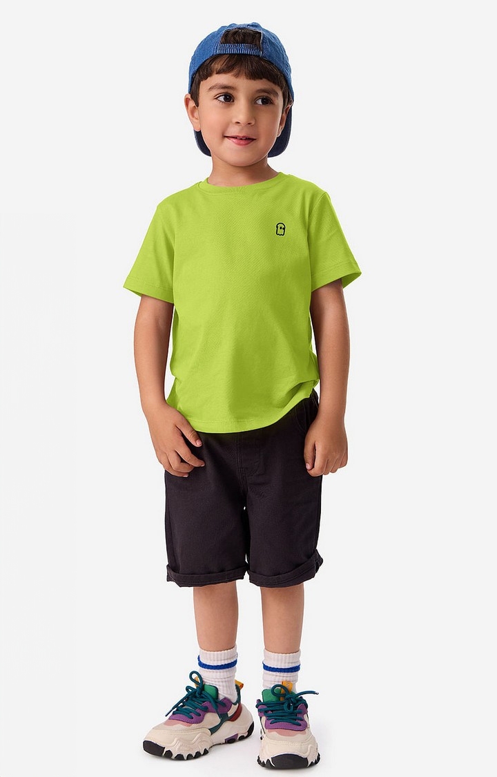 Boys Solids: Lime Green Boys Cotton T-Shirt