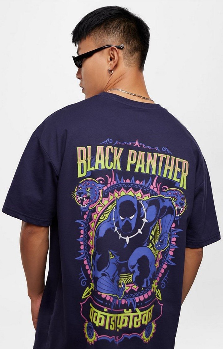 Men's Black Panther: Wakanda Forever (Truck Art) Purple Oversized T-Shirt