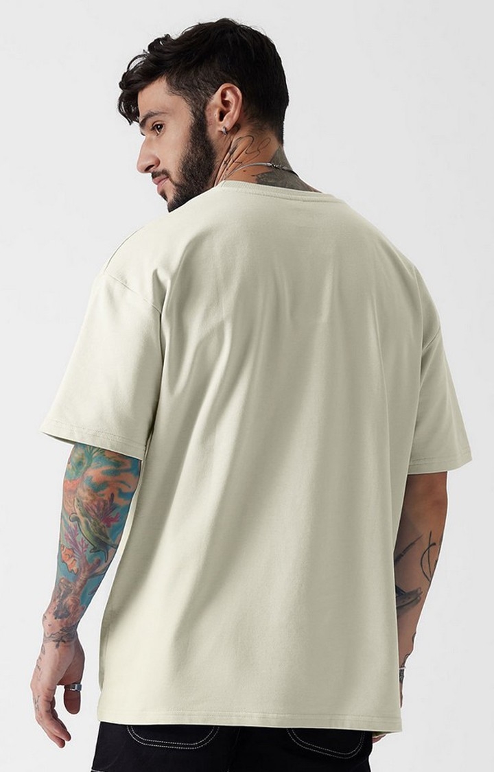 Men's White Solid Oversized T-Shirt