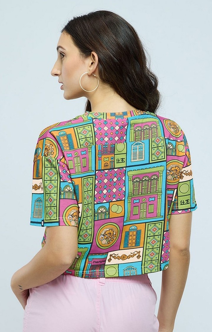 Women's TSS Originals: Peranakan Houses Multicolour Printed Crop Top