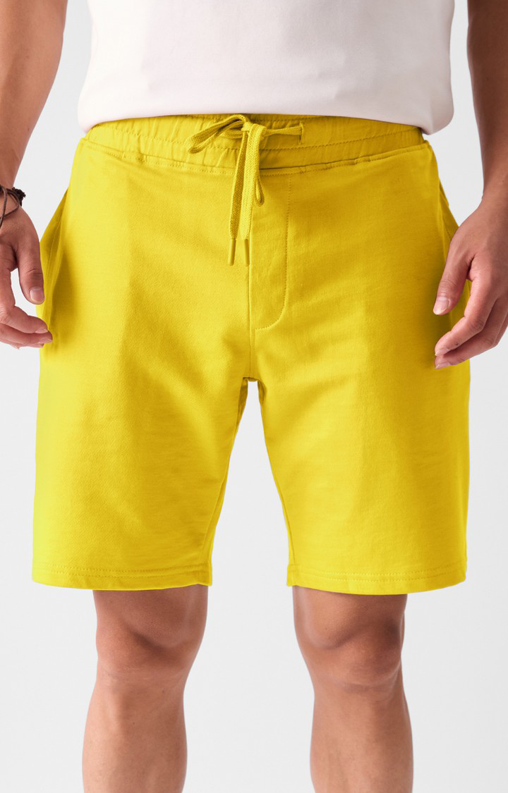 Mens yellow sweat clearance shorts
