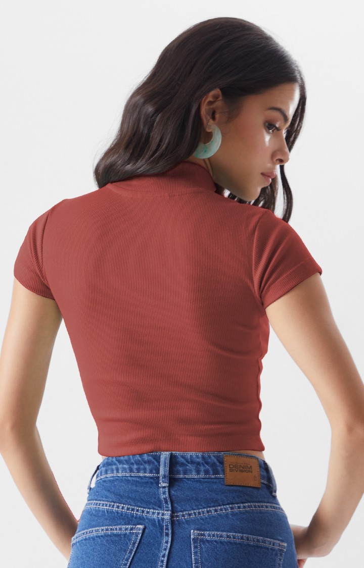 Women's Original Solids Rusty Red Cropped Tops