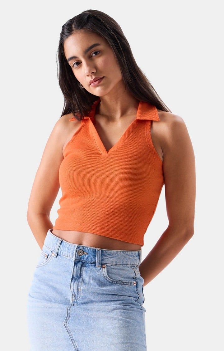 Women's Original Solids Blazing Orange Cropped Polos