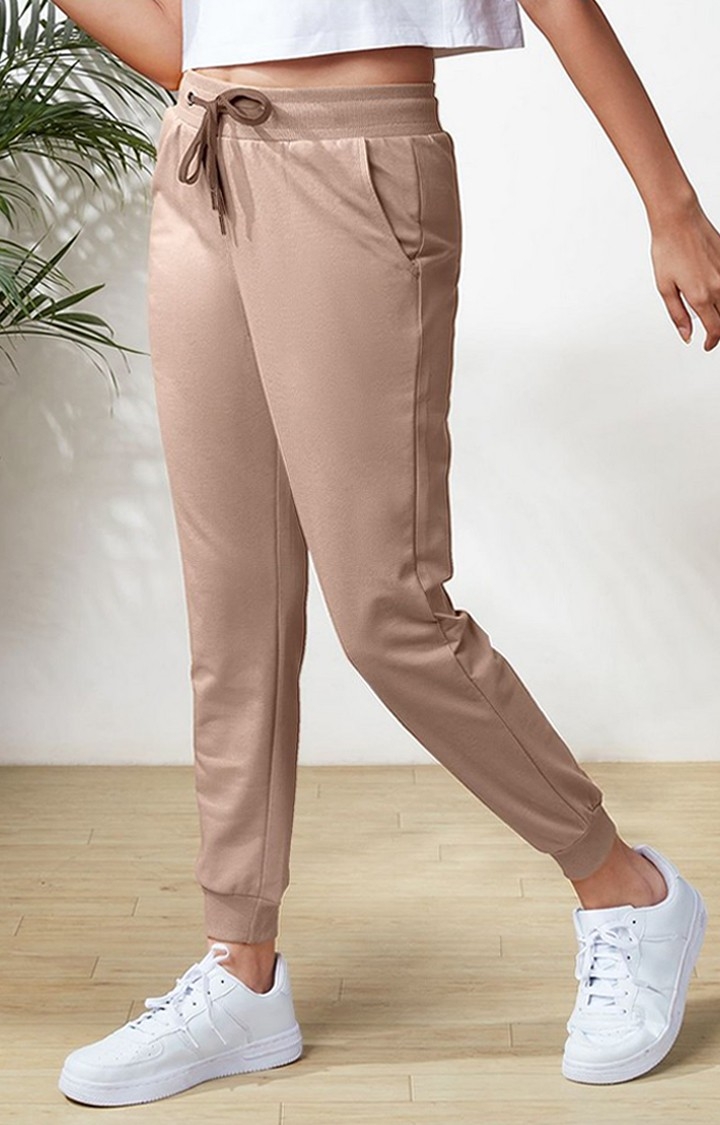 The Souled Store | Women's  Brown Polycotton Solid Activewear Joggers