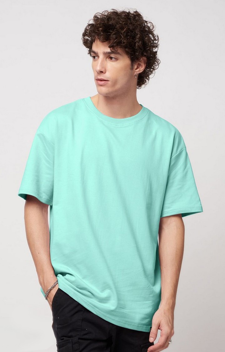 The Souled Store | Men's Blue Solid Oversized T-Shirt