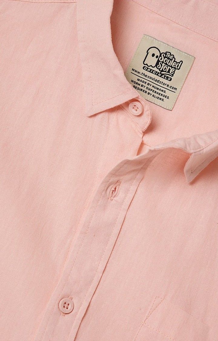 Men's Pink Solid Casual Shirt