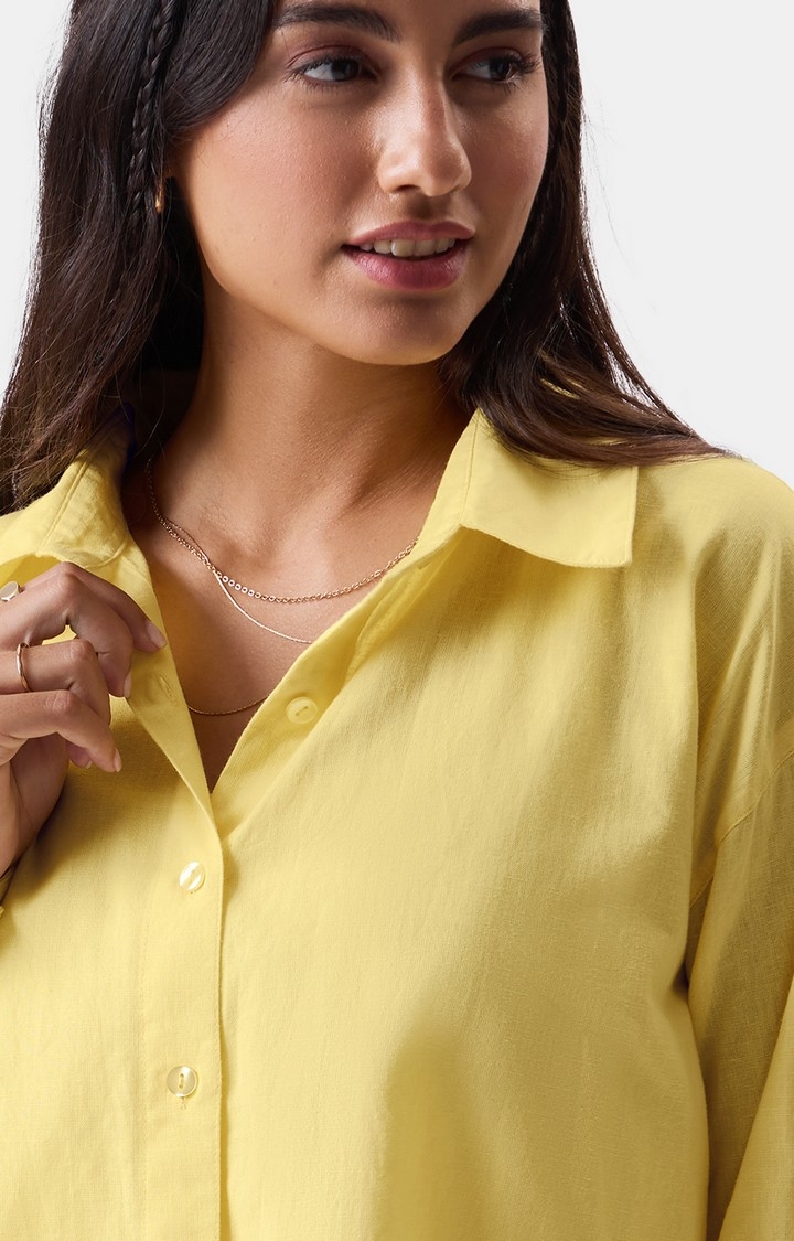 Women's Original Linen Sunshine Yellow Oversized Shirts