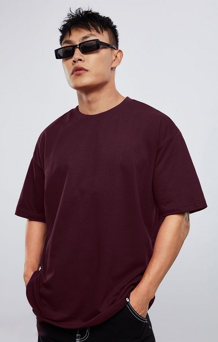 The Souled Store | Men's Red Solid Oversized T-Shirt