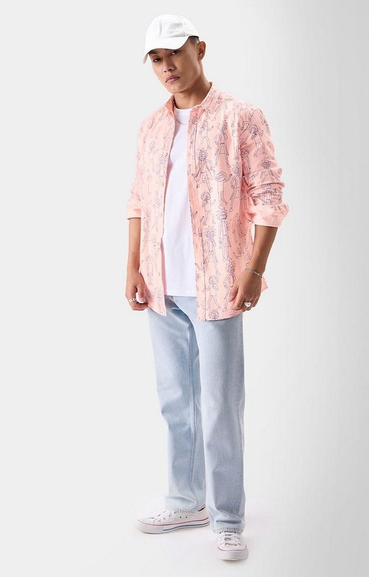Men's Rick and Morty: Forever Pink Printed Oversized Shirt