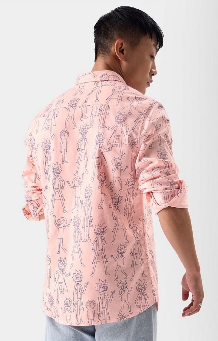 Men's Rick and Morty: Forever Pink Printed Oversized Shirt
