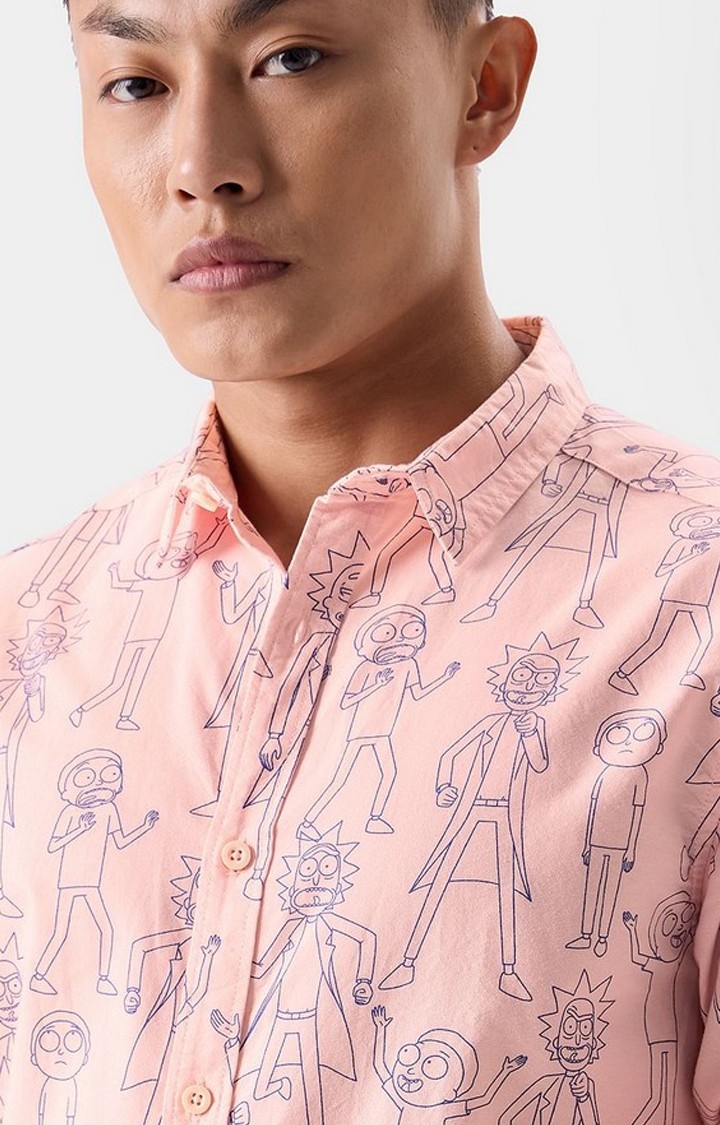 Men's Rick and Morty: Forever Pink Printed Oversized Shirt