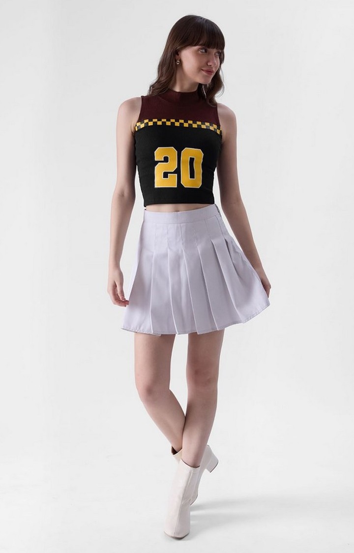 Women's TSS Originals: Misfit Black & Brown Typographic Printed Crop Top