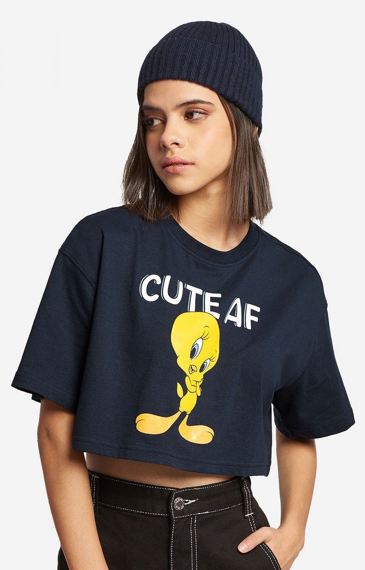 Women's Tweety: Cute AF Women's Oversized Cropped T-Shirt