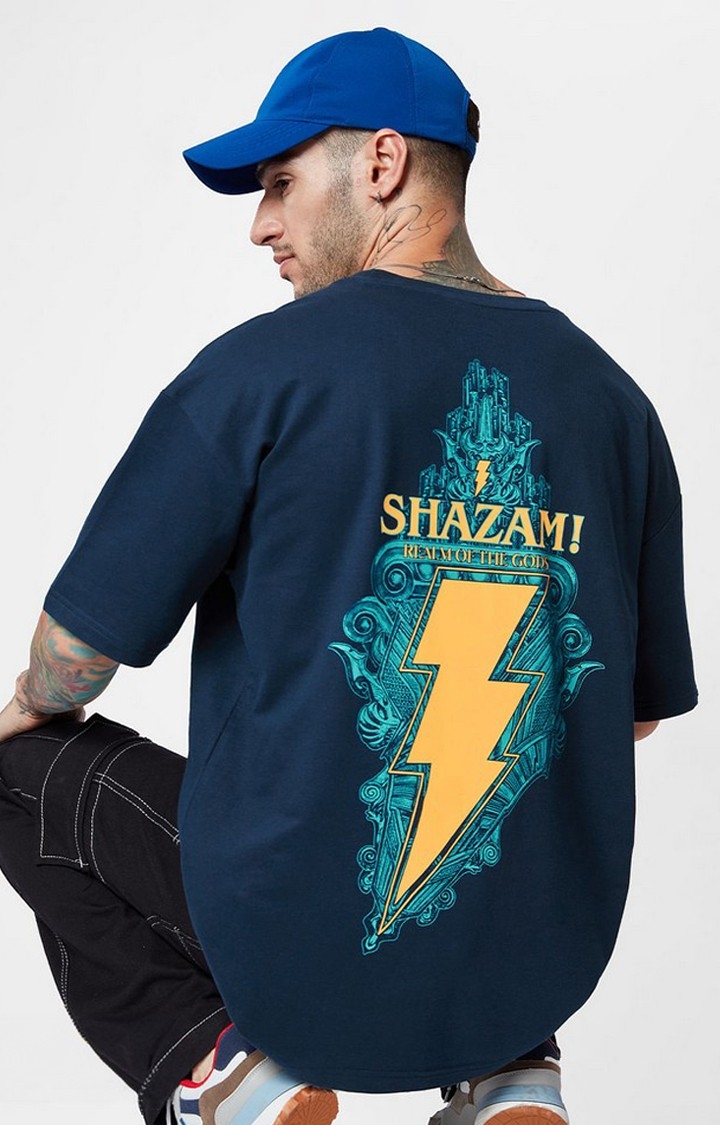 The Souled Store | Men's Shazam: Realm of Gods Blue Printed Oversized T-Shirt