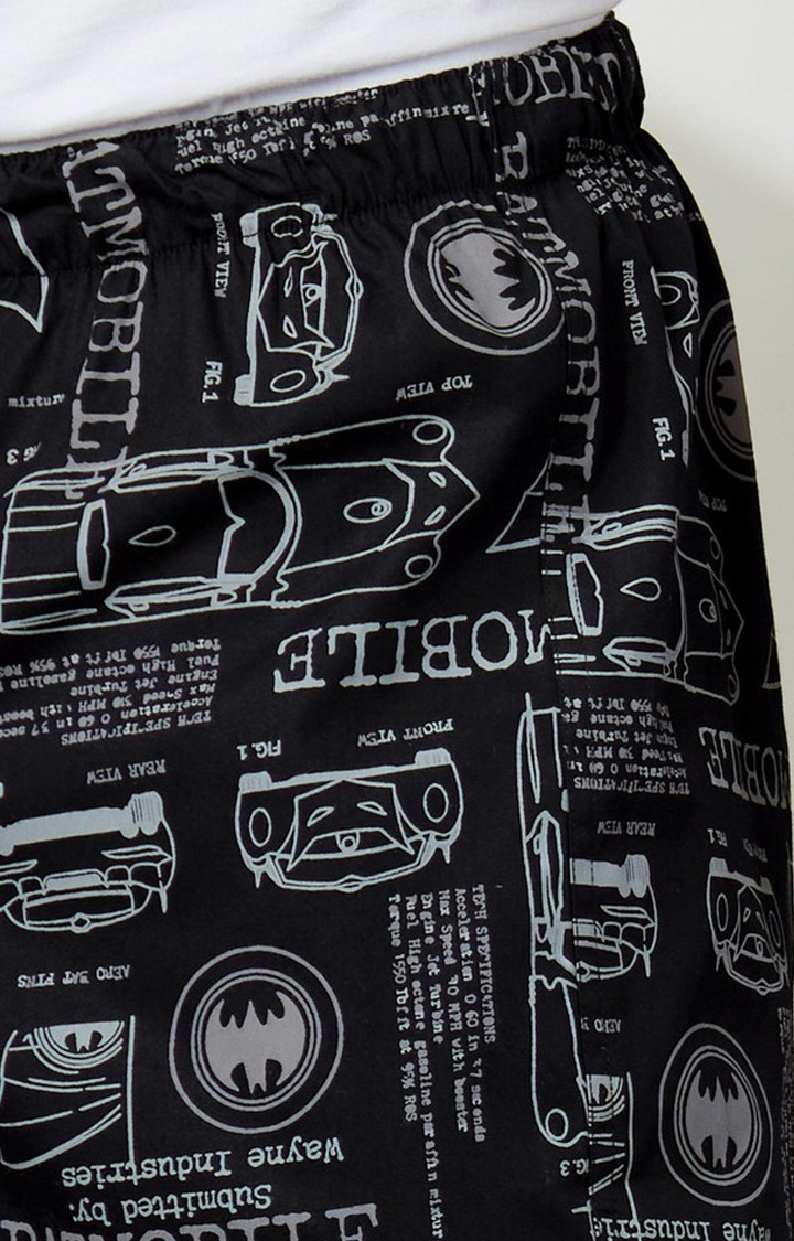 Men's Black Cotton Graphic Shorts