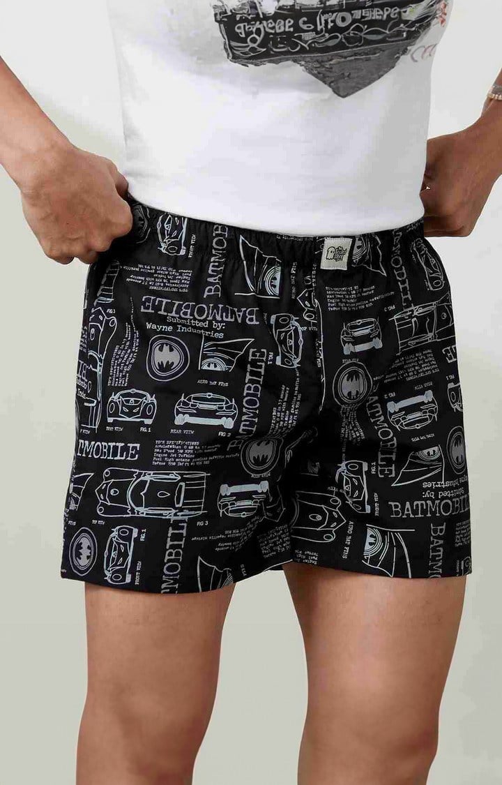 Men's Black Cotton Graphic Shorts