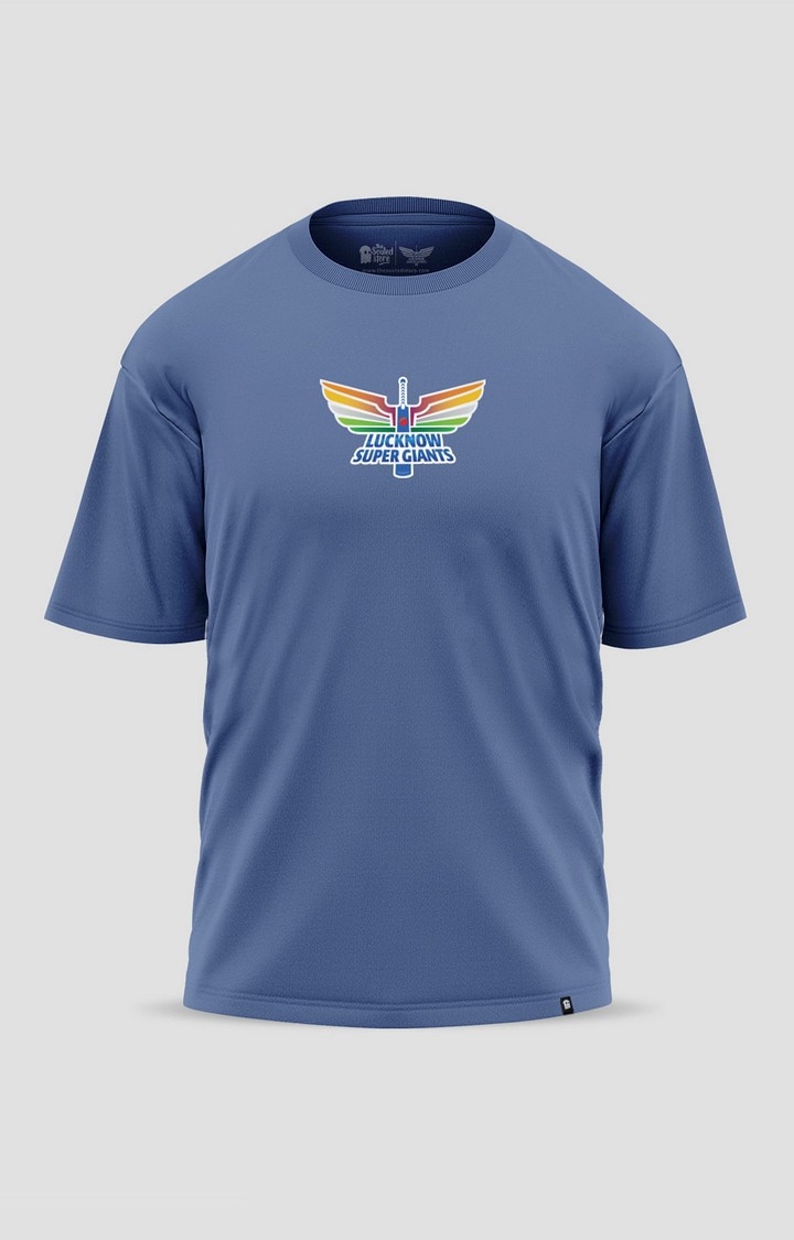 Men's LSG Blue Printed Oversized T-Shirt