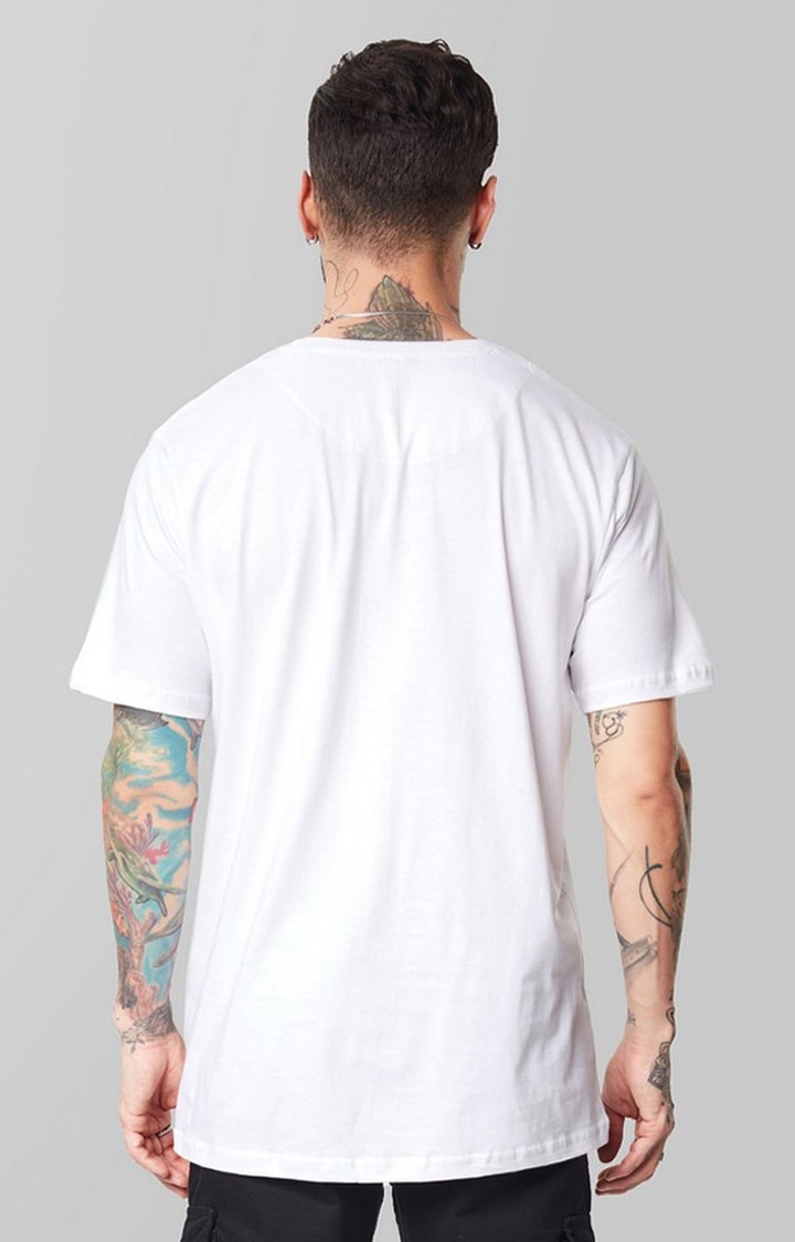 Men's LSG White Typographic Printed Regular T-Shirt