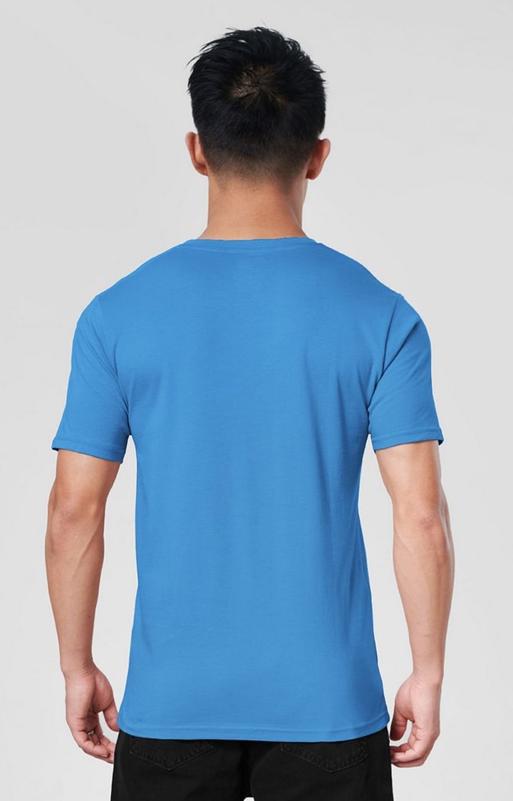 Men's LSG Blue Typographic Printed Regular T-Shirt
