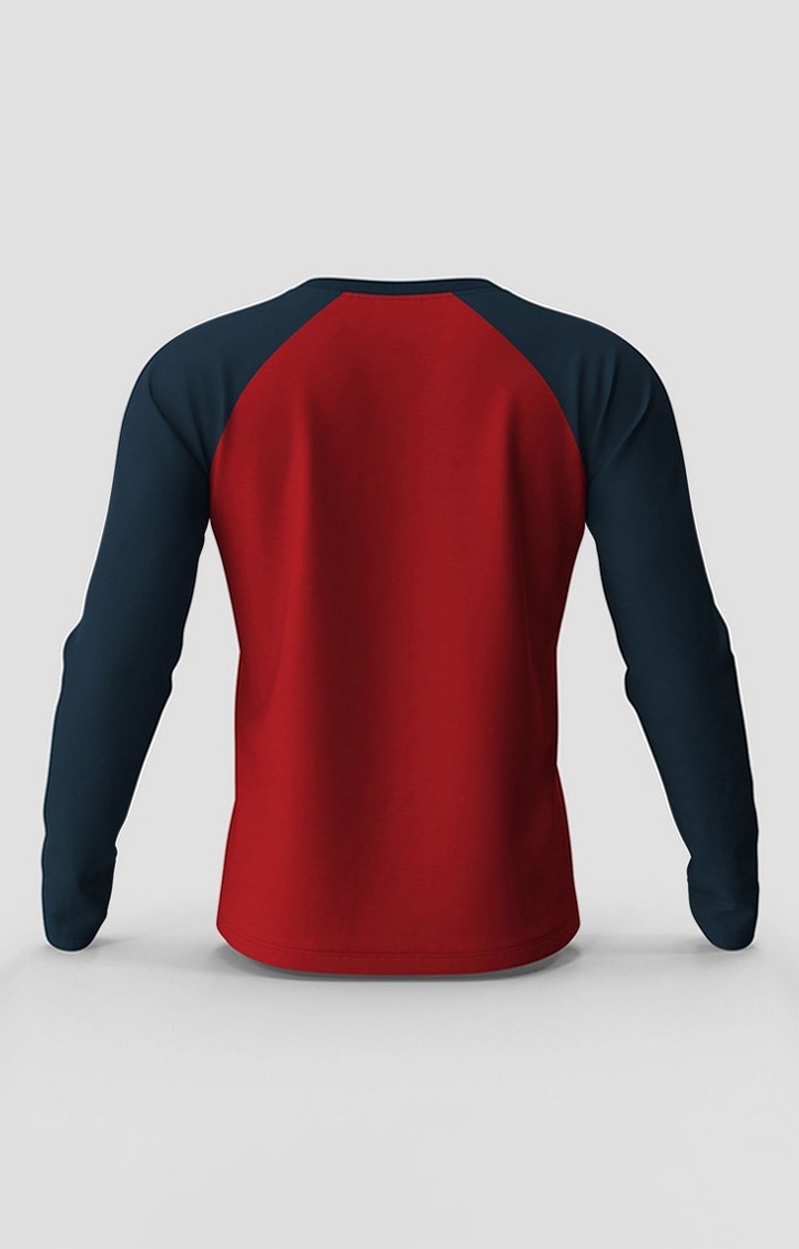 Men's LSG Red & Blue Typographic Printed Regular T-Shirt