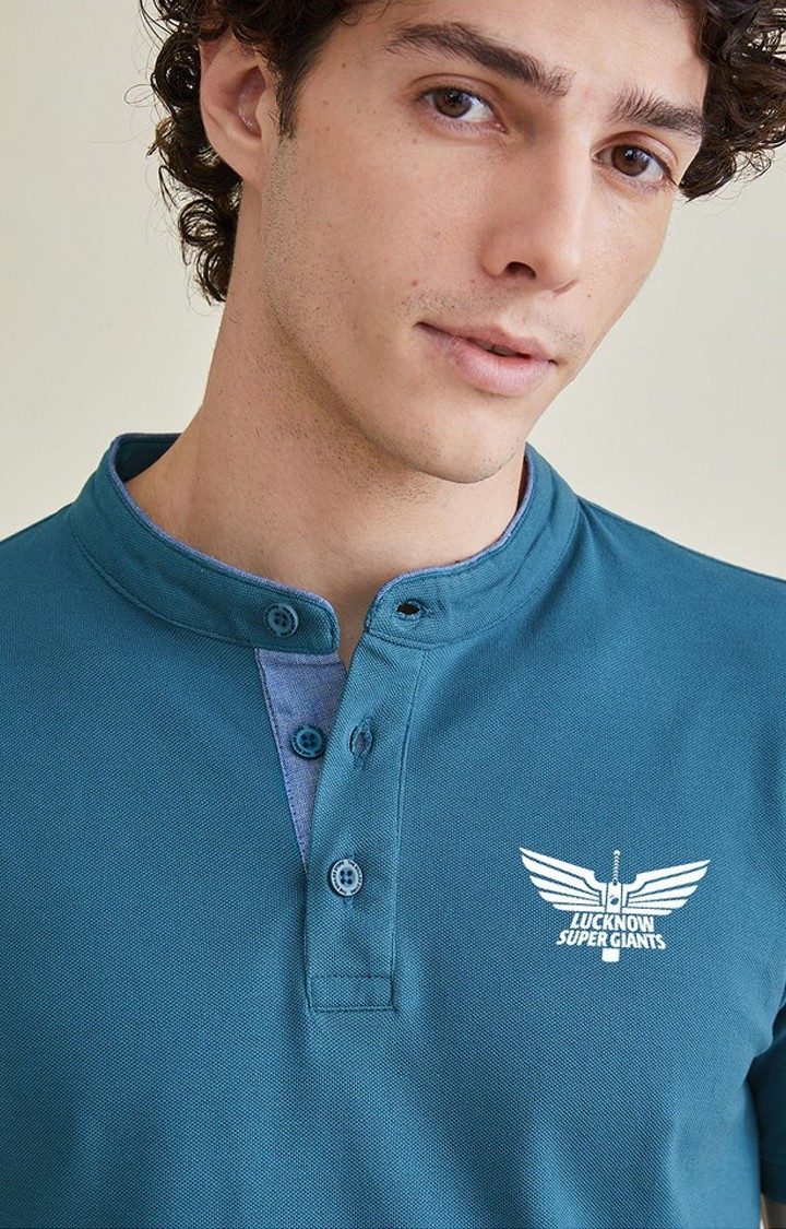 Men's LSG Blue Solid Regular T-Shirt