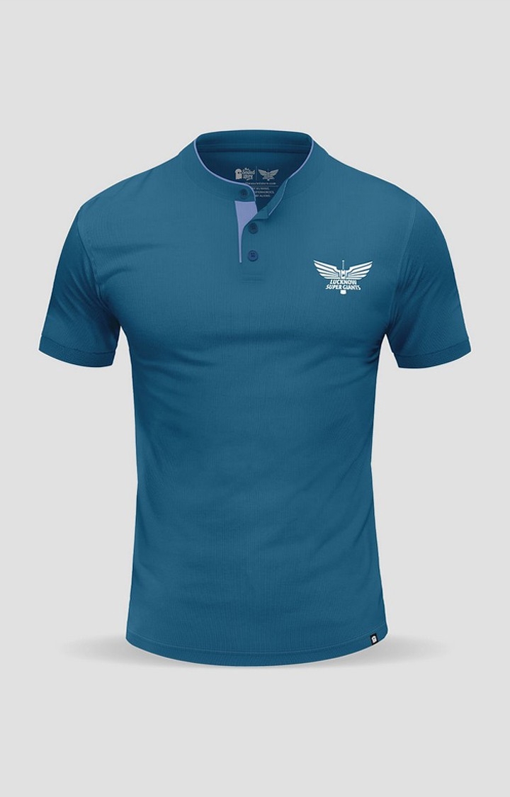 Men's LSG Blue Solid Regular T-Shirt