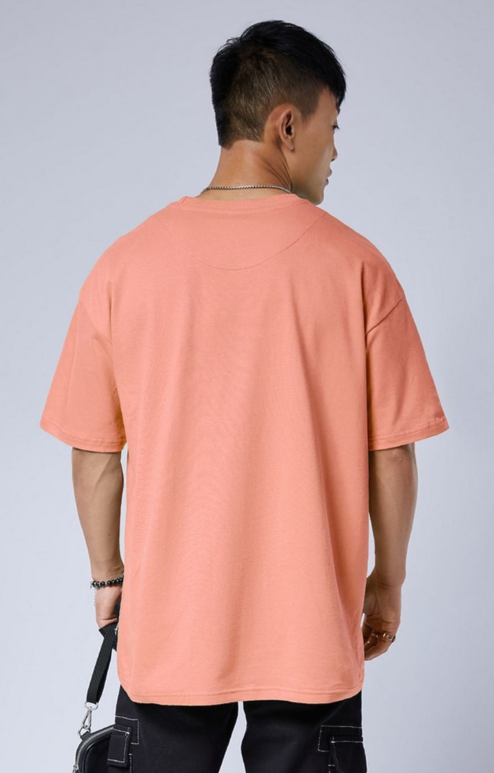 Men's Pink Solid Oversized T-Shirt