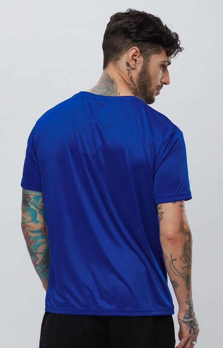 Men's Blue Solid Regular T-Shirt