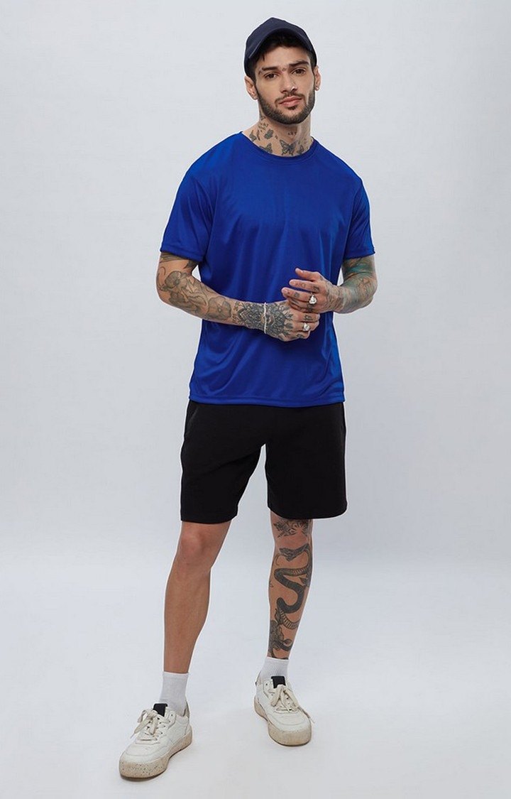 Men's Blue Solid Regular T-Shirt