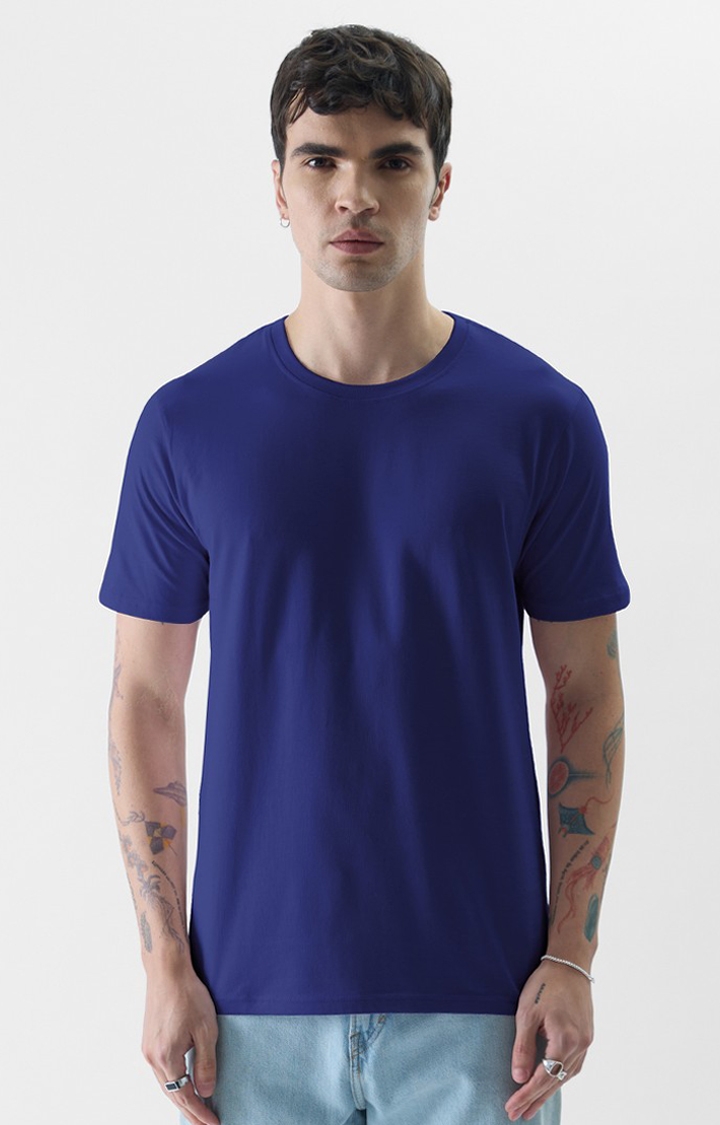 The Souled Store | Men's Original Solids Dark Blue T-Shirts