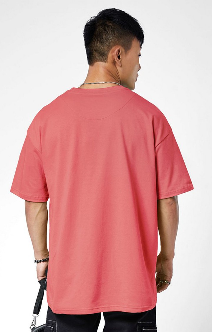 Men's Red Solid Oversized T-Shirt