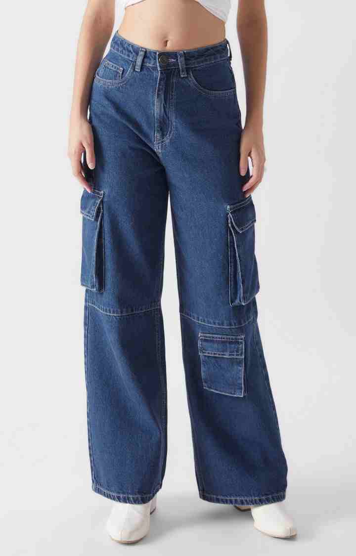 Women's  Original Solids: Mid Blue Straight Jeans