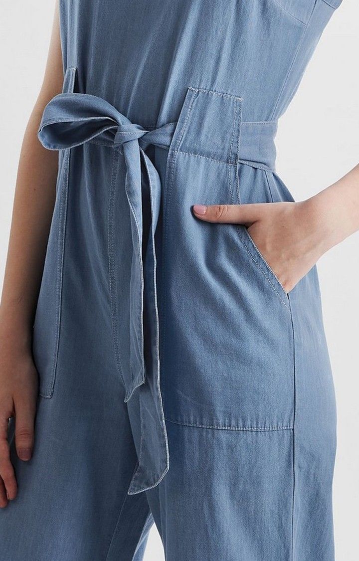 Women's Blue Solid Jumpsuits