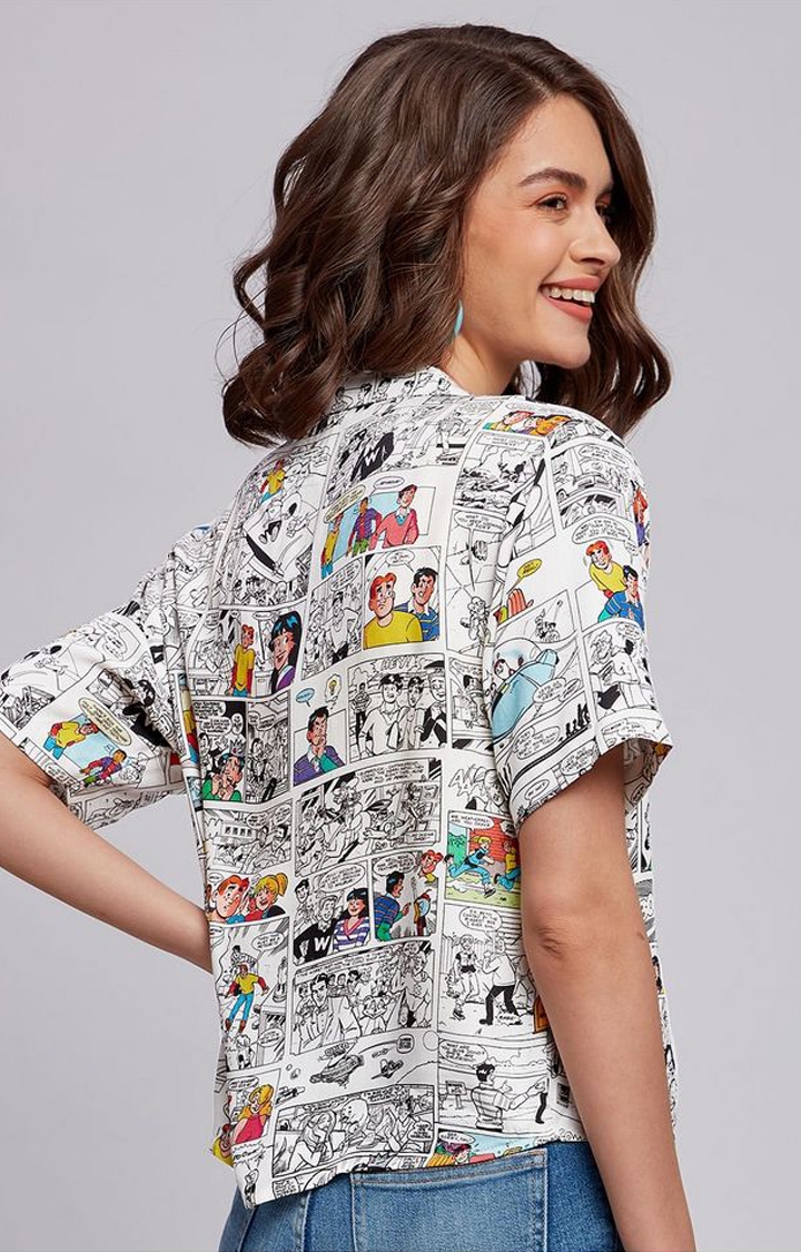Women's Archie: Comic Strip Multicolour Printed Oversized Shirt