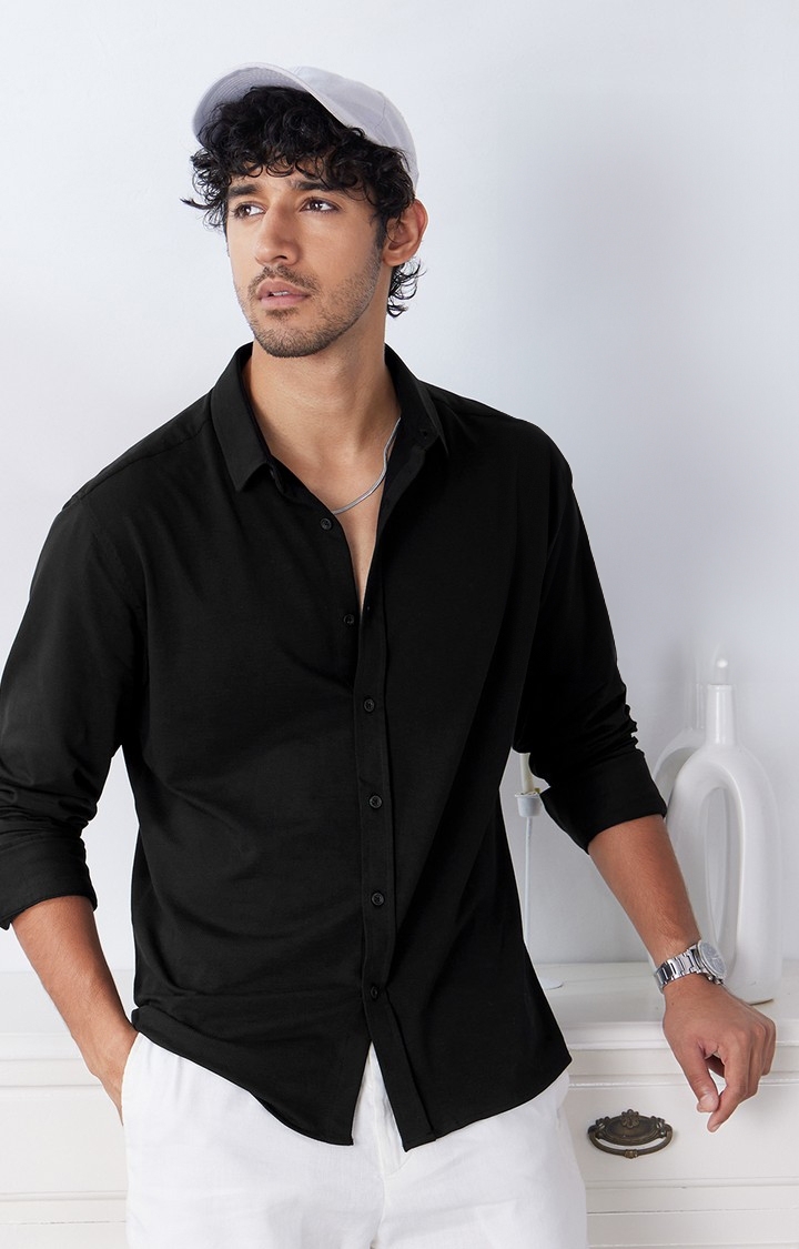 Men's Textured Shirt: Black Men's Textured Shirts