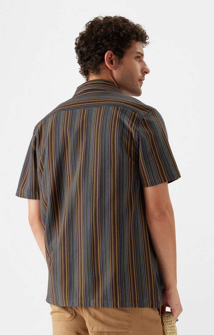 Men's Stripes: Neon Waves Men's Textured Shirts