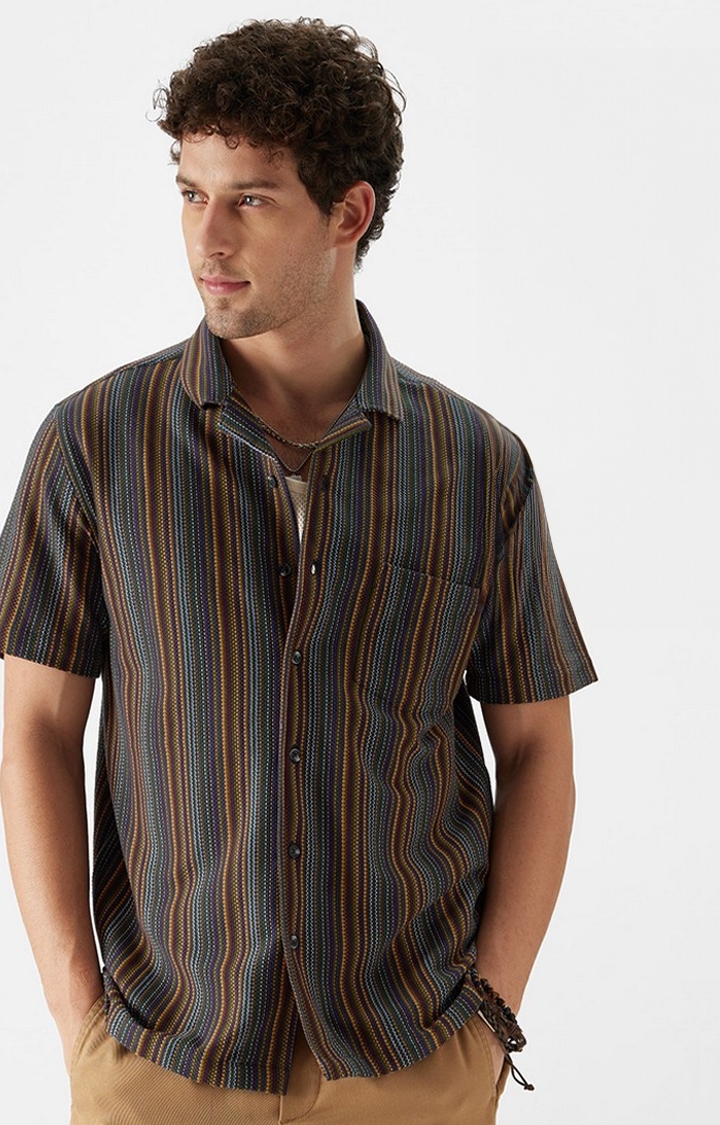 The Souled Store | Men's Stripes: Neon Waves Men's Textured Shirts
