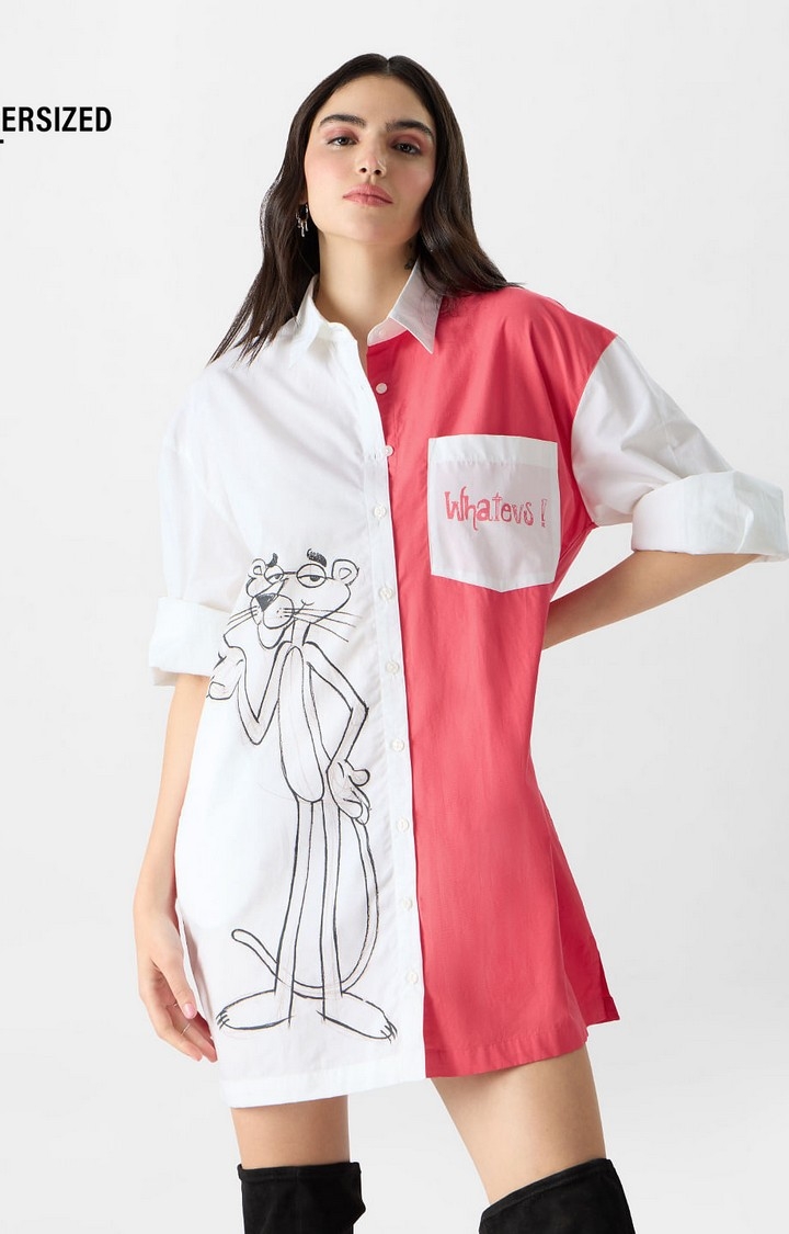 Women's Pink Panther: Whatevs Women's Oversized Shirt Dresses