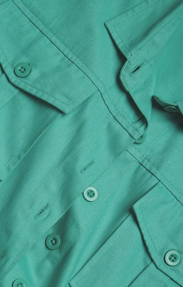 Women's Green Solid Shift Dress