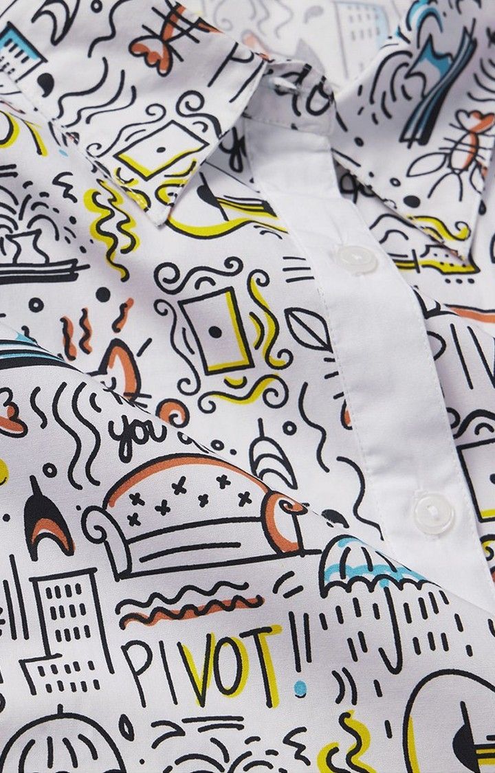 Women's F.R.I.E.N.D.S: Doodle White Printed Shift Dress