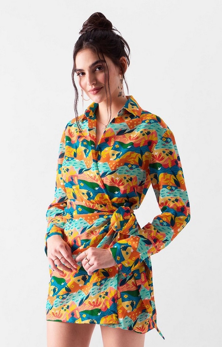 The Souled Store | Women's TSS Originals: Seaside Bloom Multicolour Printed Shift Dress