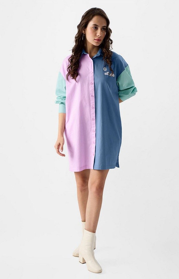 Women's Peanuts: Sleepy Snoopy Multicolour Colourblock Shift Dress