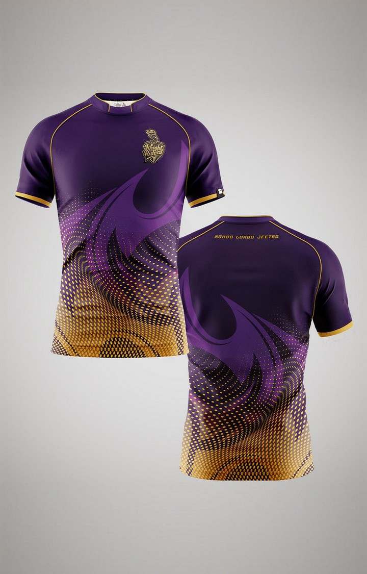 Men s KKR Fan Jersey 2023 Purple Printed Regular T Shirt